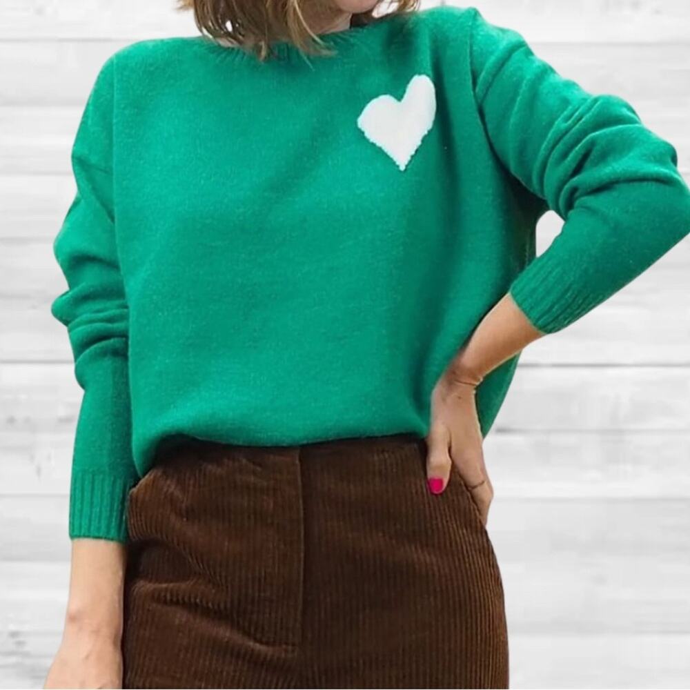 Women’s Soft Casual Pullover Vibrant Spring Green Preppy Knit Sweater - XL